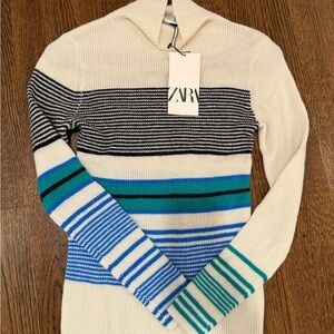 Zara Black and White Striped Sweater